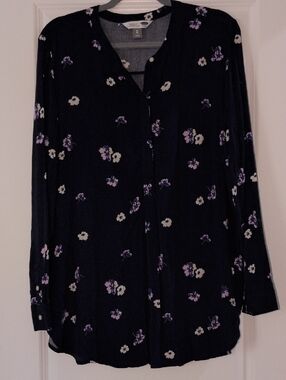 Women's Old Navy  Floral Button-Front Blouse - Purple & White Flowers